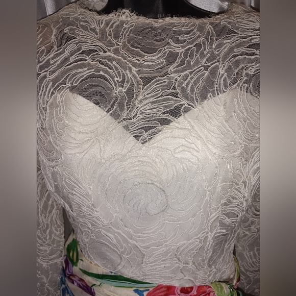 Rare Vintage Gorgeous Auers lace floral Paisley imprint cocktail dress S - Picture 5 of 16